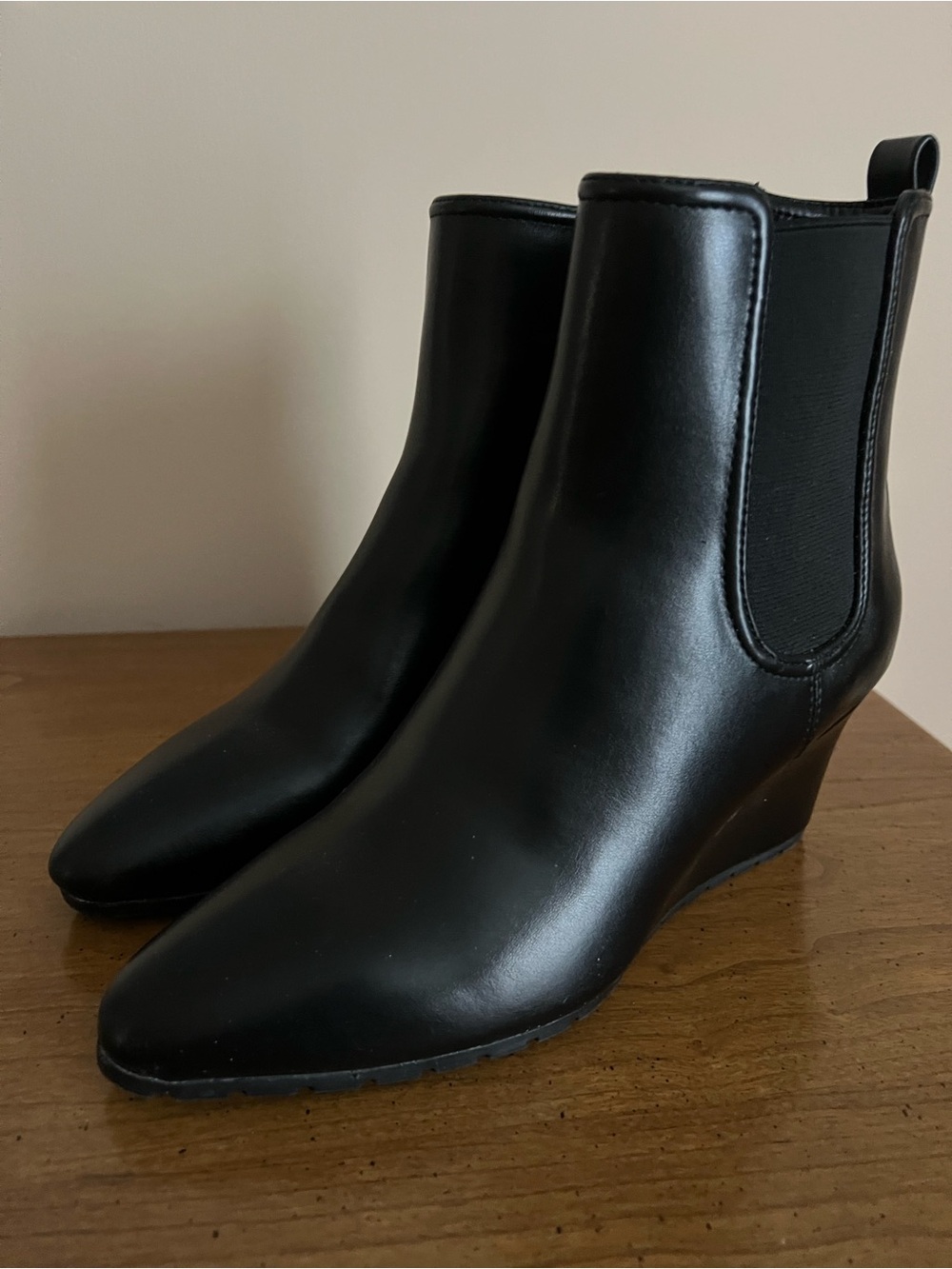 Anne Klein Black Wedge Chelsea Booties - Sleek Ankle Boots never worn